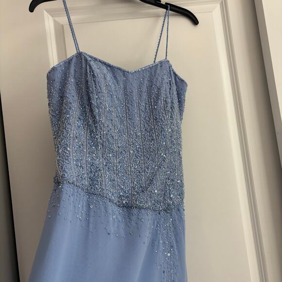 EUC Vintage Showtime Collection Beaded Prom Formal Dress Sz 8 Blue - Picture 15 of 16